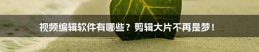 视频编辑软件有哪些？剪辑大片不再是梦！