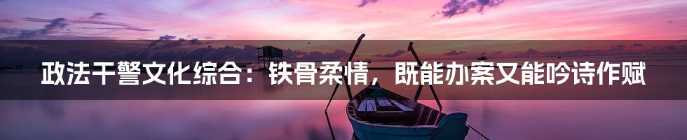 政法干警文化综合：铁骨柔情，既能办案又能吟诗作赋