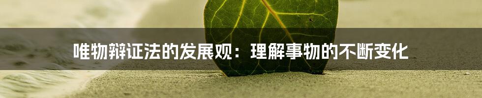 唯物辩证法的发展观：理解事物的不断变化