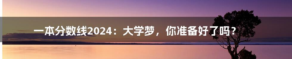 一本分数线2024：大学梦，你准备好了吗？