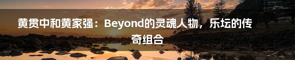 黄贯中和黄家强：Beyond的灵魂人物，乐坛的传奇组合