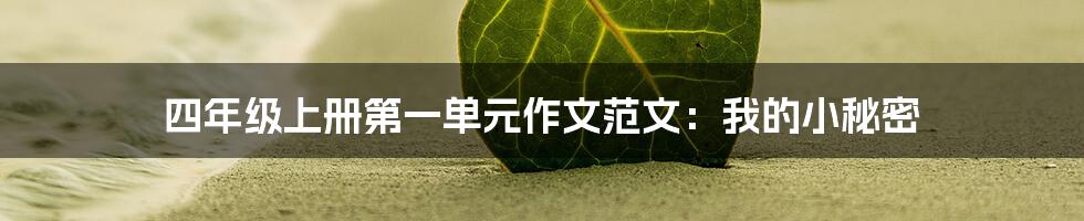 四年级上册第一单元作文范文：我的小秘密