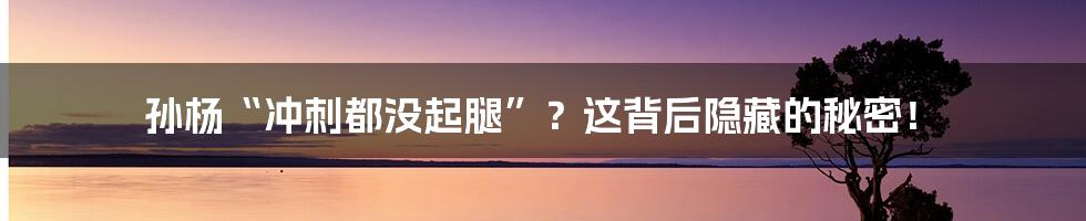 孙杨“冲刺都没起腿”？这背后隐藏的秘密！