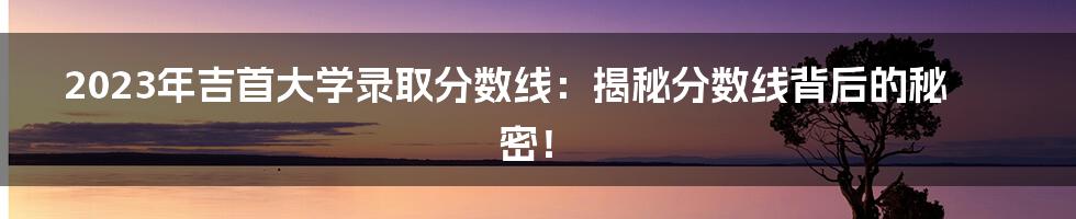 2023年吉首大学录取分数线：揭秘分数线背后的秘密！