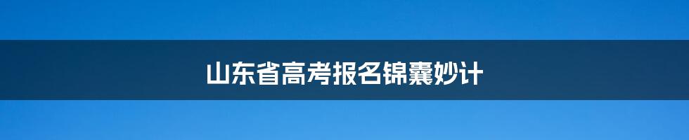 山东省高考报名锦囊妙计