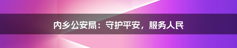 内乡公安局：守护平安，服务人民