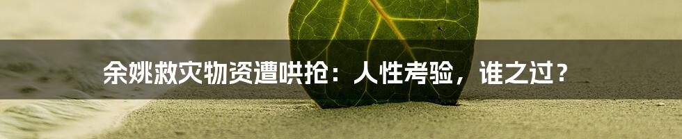 余姚救灾物资遭哄抢：人性考验，谁之过？