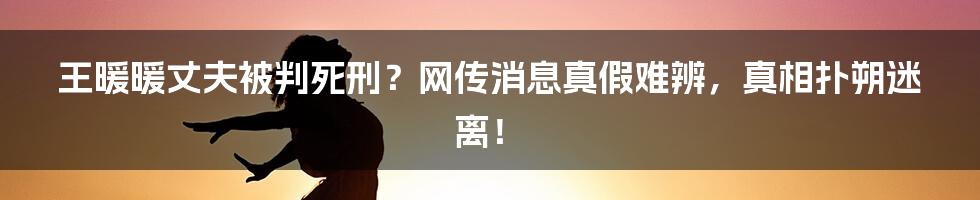 王暖暖丈夫被判死刑？网传消息真假难辨，真相扑朔迷离！