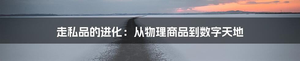 走私品的进化：从物理商品到数字天地