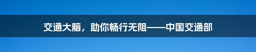 交通大脑，助你畅行无阻——中国交通部