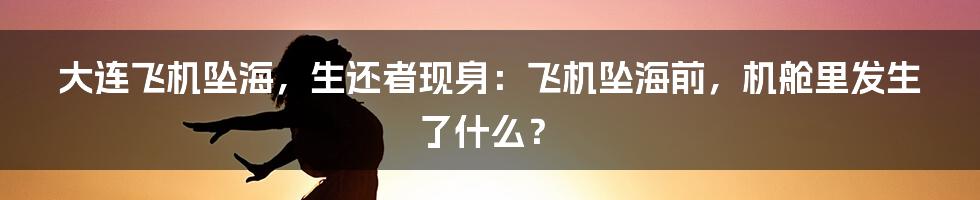 大连飞机坠海，生还者现身：飞机坠海前，机舱里发生了什么？