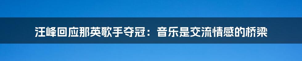 汪峰回应那英歌手夺冠：音乐是交流情感的桥梁