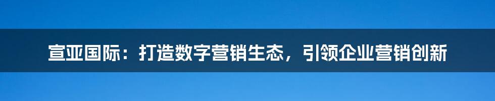 宣亚国际：打造数字营销生态，引领企业营销创新