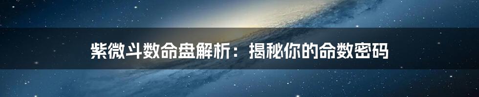 紫微斗数命盘解析：揭秘你的命数密码