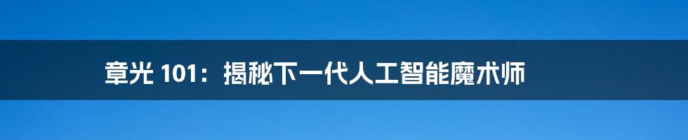 章光 101：揭秘下一代人工智能魔术师