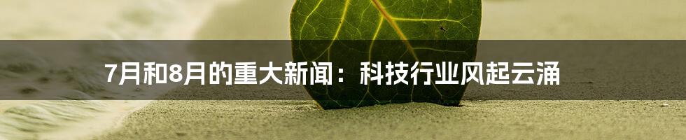 7月和8月的重大新闻：科技行业风起云涌