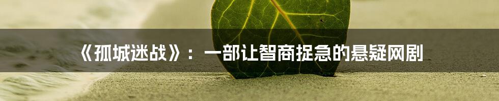 《孤城迷战》：一部让智商捉急的悬疑网剧