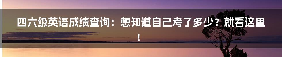 四六级英语成绩查询：想知道自己考了多少？就看这里！