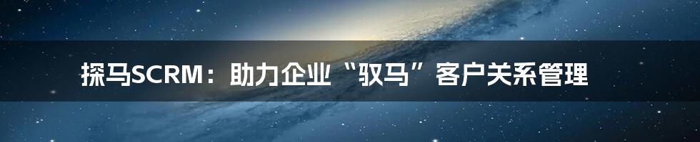 探马SCRM：助力企业“驭马”客户关系管理