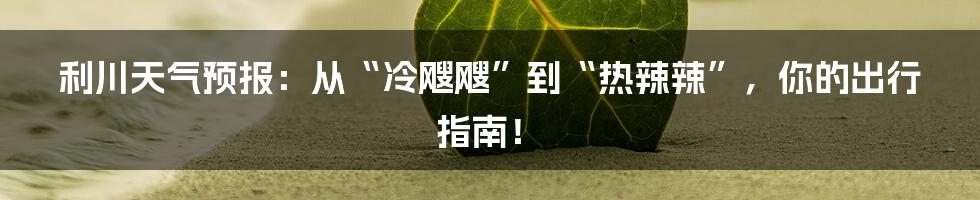 利川天气预报：从“冷飕飕”到“热辣辣”，你的出行指南！