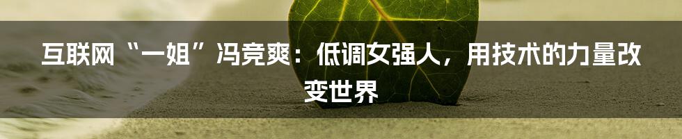 互联网“一姐”冯竞爽：低调女强人，用技术的力量改变世界