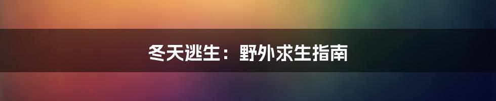 冬天逃生：野外求生指南