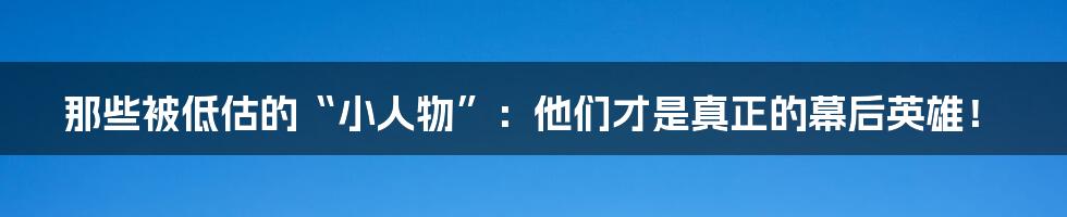 那些被低估的“小人物”：他们才是真正的幕后英雄！