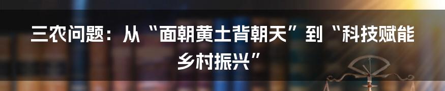 三农问题：从“面朝黄土背朝天”到“科技赋能乡村振兴”