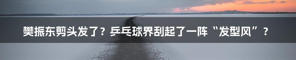 樊振东剪头发了？乒乓球界刮起了一阵“发型风”？