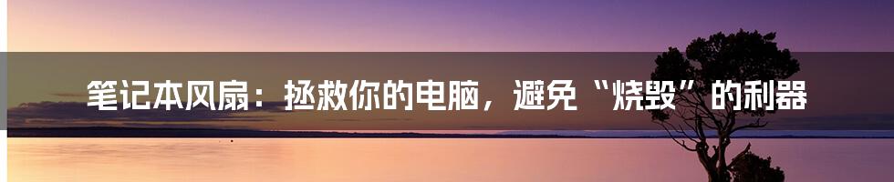 笔记本风扇：拯救你的电脑，避免“烧毁”的利器