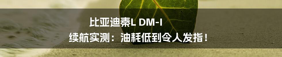 比亚迪秦L DM-I 续航实测：油耗低到令人发指！