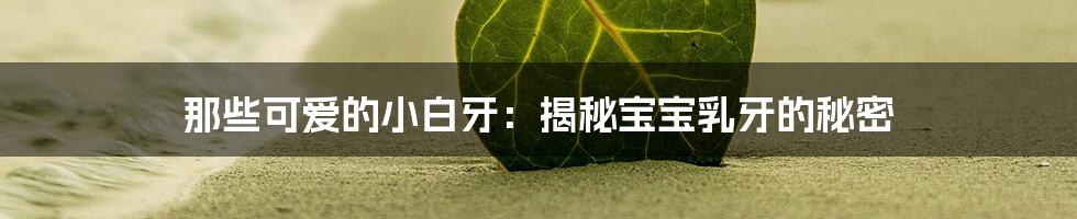 那些可爱的小白牙：揭秘宝宝乳牙的秘密