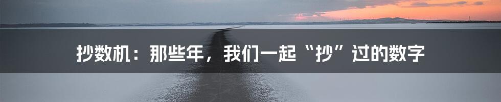 抄数机：那些年，我们一起“抄”过的数字