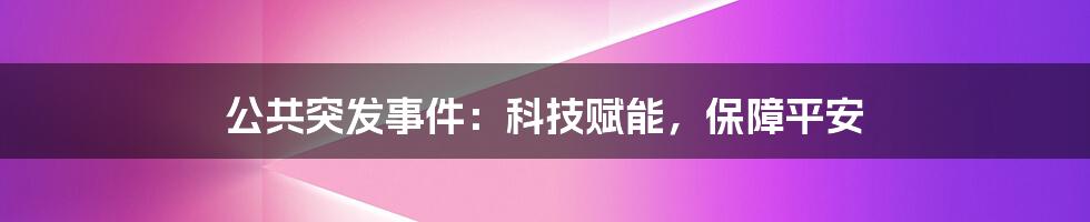 公共突发事件：科技赋能，保障平安