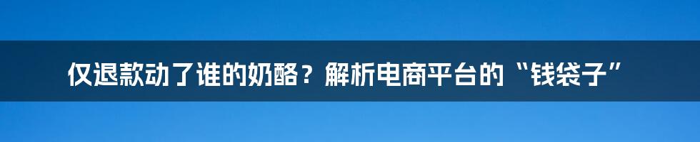 仅退款动了谁的奶酪？解析电商平台的“钱袋子”