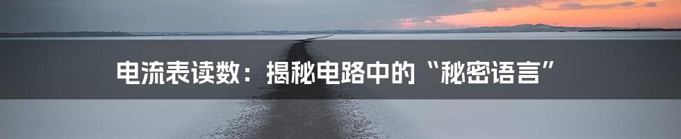 电流表读数：揭秘电路中的“秘密语言”