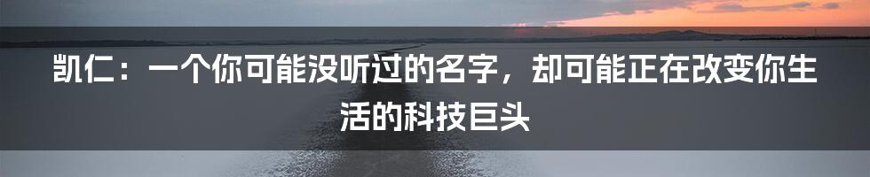 凯仁：一个你可能没听过的名字，却可能正在改变你生活的科技巨头