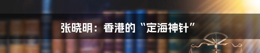 张晓明：香港的“定海神针”