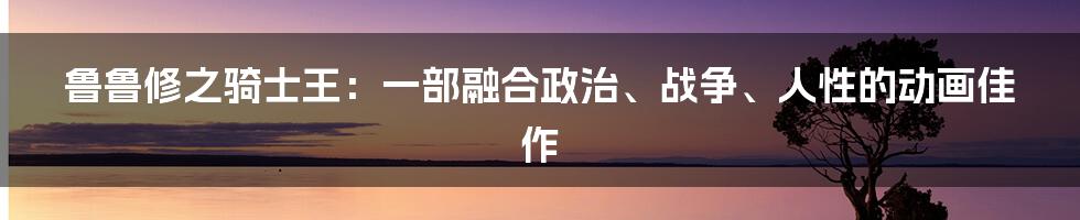 鲁鲁修之骑士王：一部融合政治、战争、人性的动画佳作