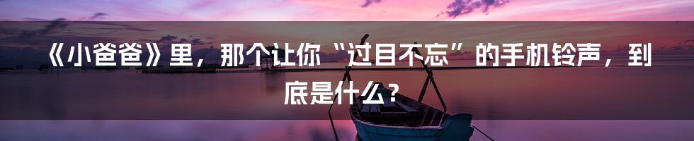 《小爸爸》里，那个让你“过目不忘”的手机铃声，到底是什么？