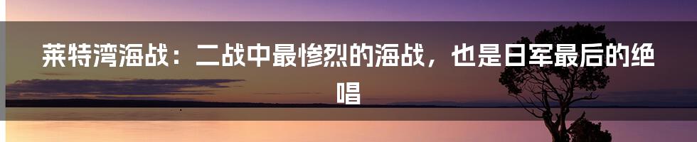 莱特湾海战：二战中最惨烈的海战，也是日军最后的绝唱