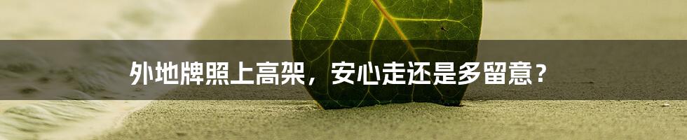 外地牌照上高架，安心走还是多留意？