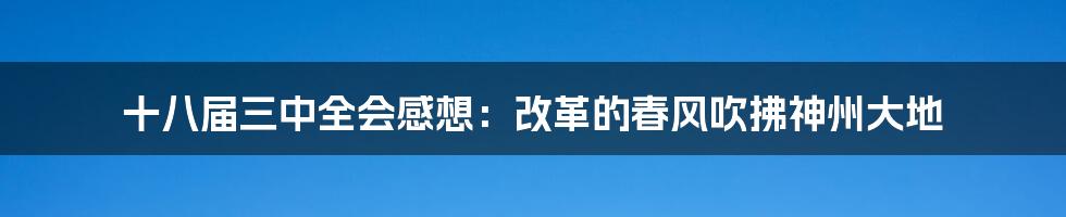 十八届三中全会感想：改革的春风吹拂神州大地