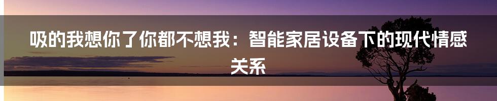 吸的我想你了你都不想我：智能家居设备下的现代情感关系