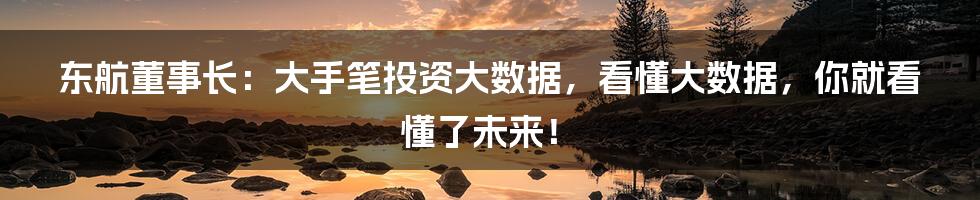 东航董事长：大手笔投资大数据，看懂大数据，你就看懂了未来！