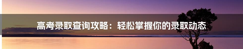 高考录取查询攻略：轻松掌握你的录取动态