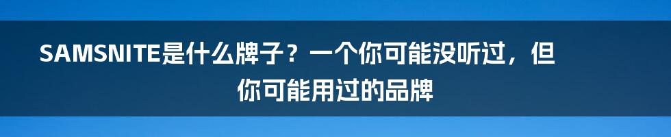 SAMSNITE是什么牌子？一个你可能没听过，但你可能用过的品牌