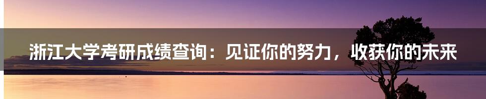 浙江大学考研成绩查询：见证你的努力，收获你的未来