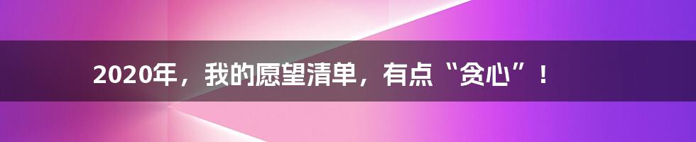 2020年，我的愿望清单，有点“贪心”！