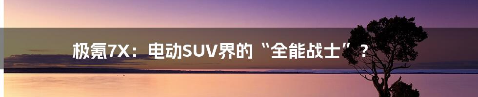 极氪7X：电动SUV界的“全能战士”？